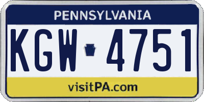PA license plate KGW4751