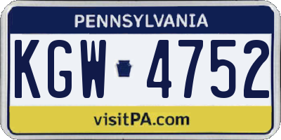 PA license plate KGW4752