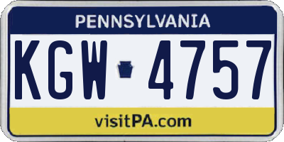 PA license plate KGW4757