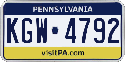 PA license plate KGW4792