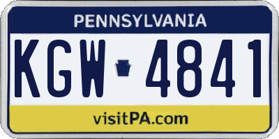 PA license plate KGW4841