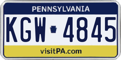 PA license plate KGW4845