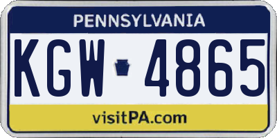 PA license plate KGW4865