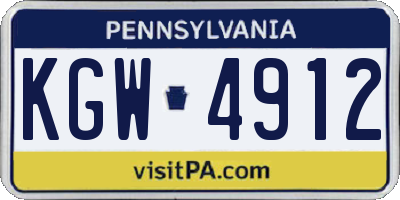 PA license plate KGW4912