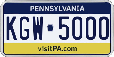 PA license plate KGW5000
