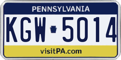 PA license plate KGW5014