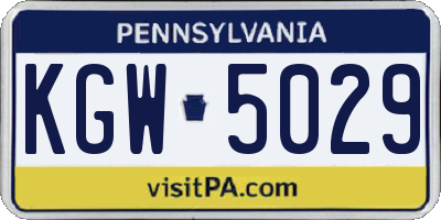 PA license plate KGW5029