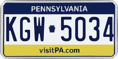 PA license plate KGW5034