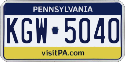 PA license plate KGW5040