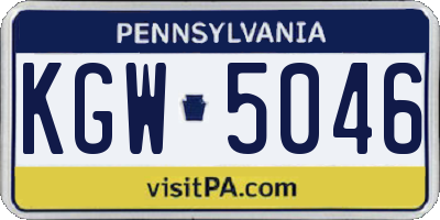 PA license plate KGW5046