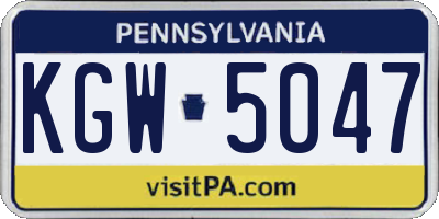 PA license plate KGW5047