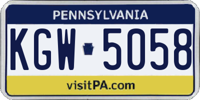 PA license plate KGW5058