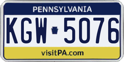 PA license plate KGW5076