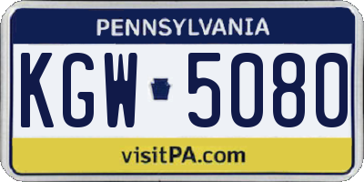 PA license plate KGW5080