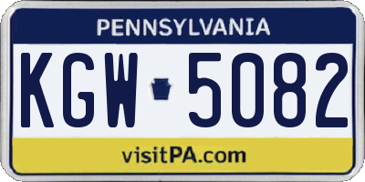PA license plate KGW5082
