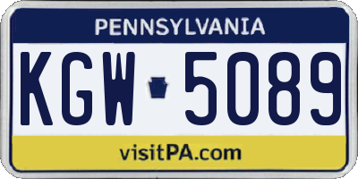 PA license plate KGW5089