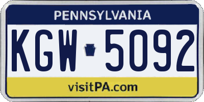 PA license plate KGW5092