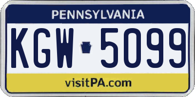 PA license plate KGW5099
