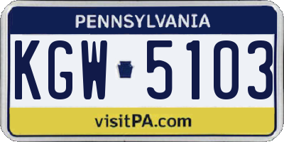 PA license plate KGW5103