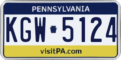PA license plate KGW5124