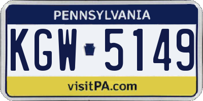PA license plate KGW5149