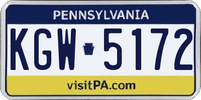 PA license plate KGW5172