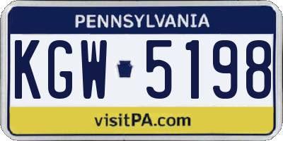 PA license plate KGW5198