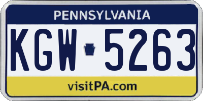 PA license plate KGW5263