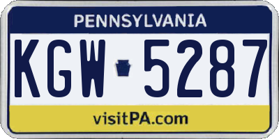 PA license plate KGW5287