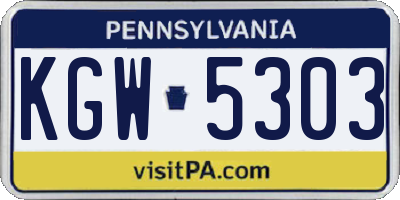 PA license plate KGW5303