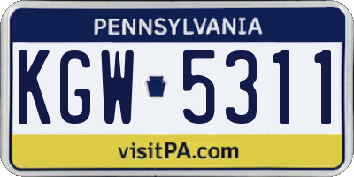 PA license plate KGW5311