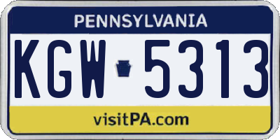 PA license plate KGW5313