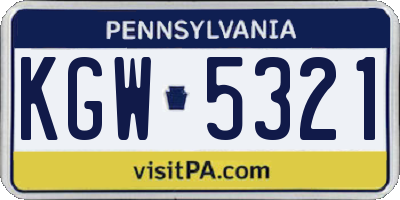 PA license plate KGW5321