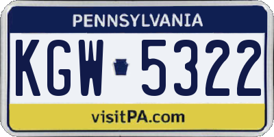 PA license plate KGW5322