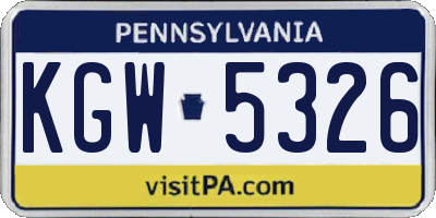 PA license plate KGW5326