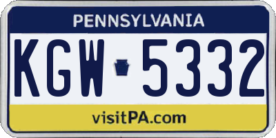 PA license plate KGW5332
