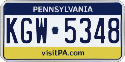 PA license plate KGW5348