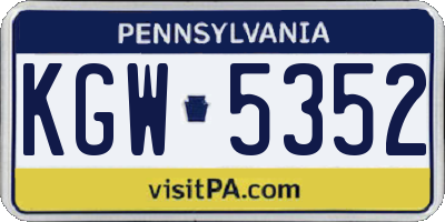 PA license plate KGW5352