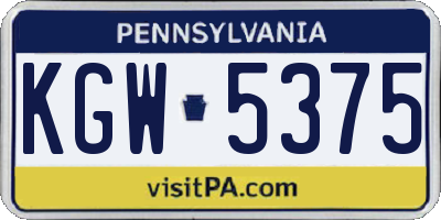 PA license plate KGW5375