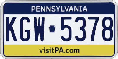 PA license plate KGW5378