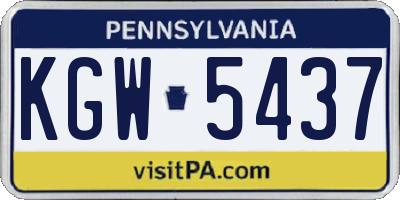 PA license plate KGW5437