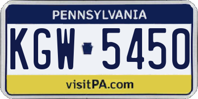 PA license plate KGW5450