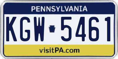 PA license plate KGW5461