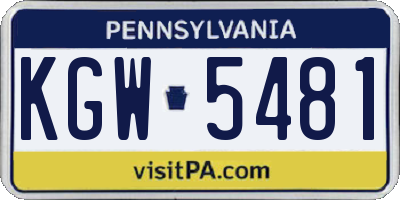PA license plate KGW5481