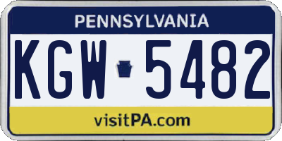 PA license plate KGW5482