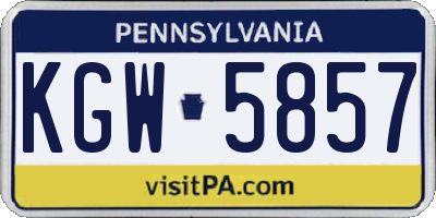 PA license plate KGW5857