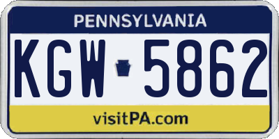PA license plate KGW5862