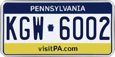 PA license plate KGW6002