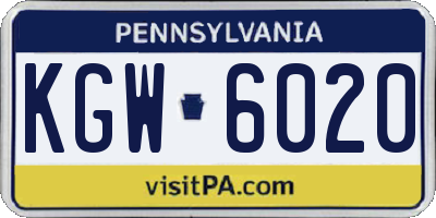PA license plate KGW6020