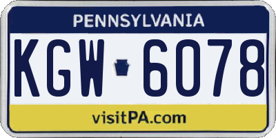 PA license plate KGW6078